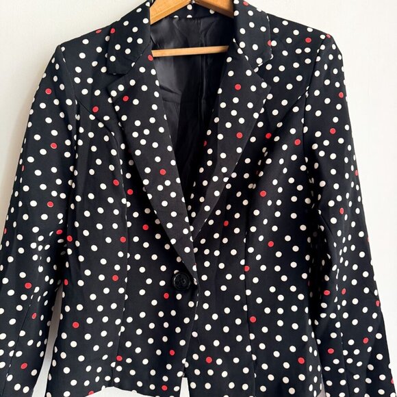 Designer Polka Dot White Black Blazer Made in Italy S/M - Picture 2 of 4